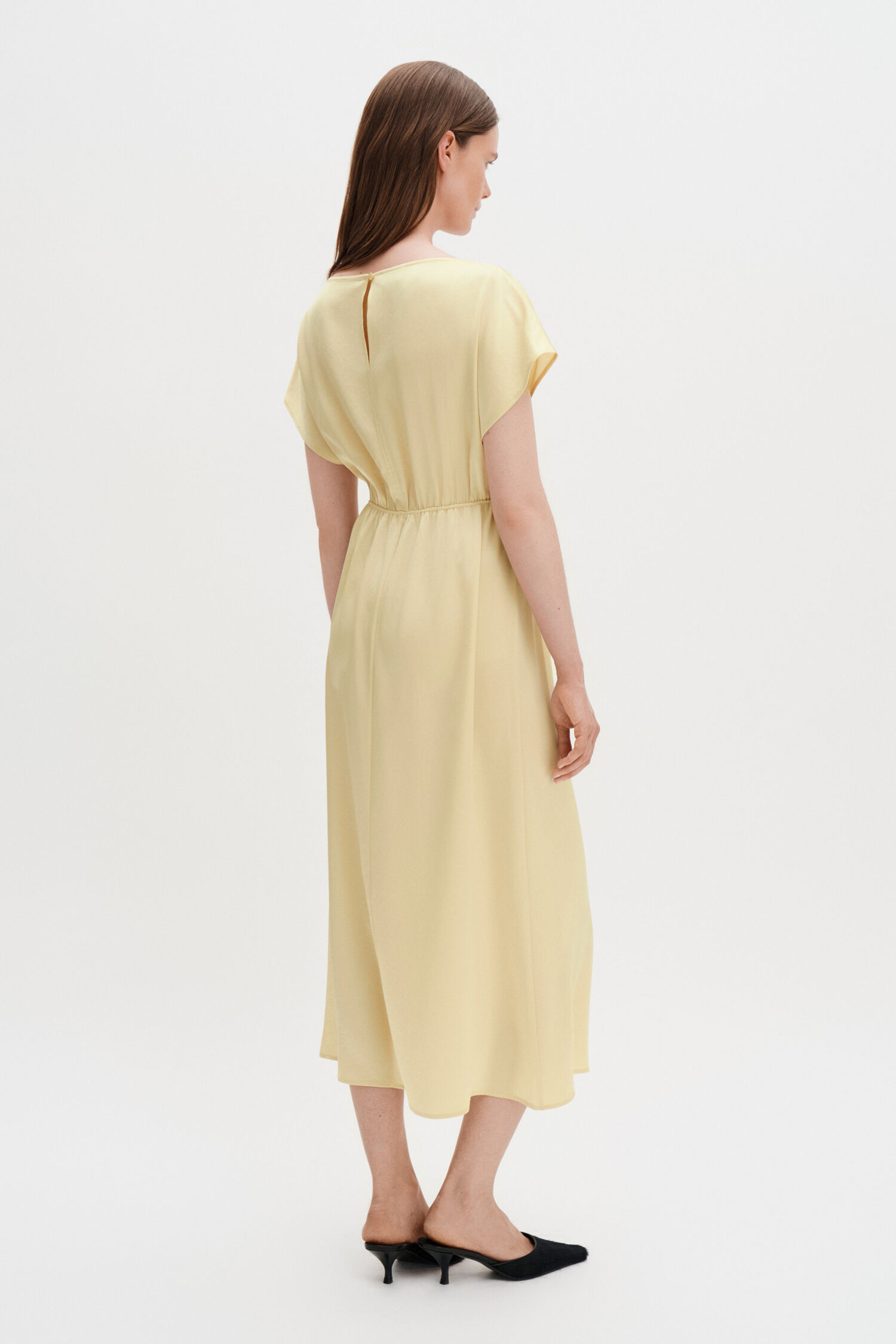 Gathered Kimono Boatneck Dress
